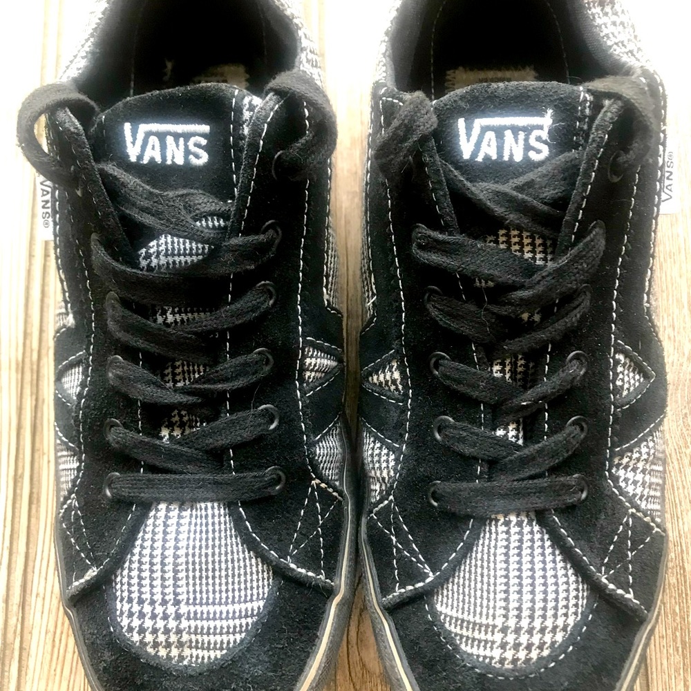 Vans swell black gray plaid tweed hipster W Tory sneakers shoes sz 9 ladies